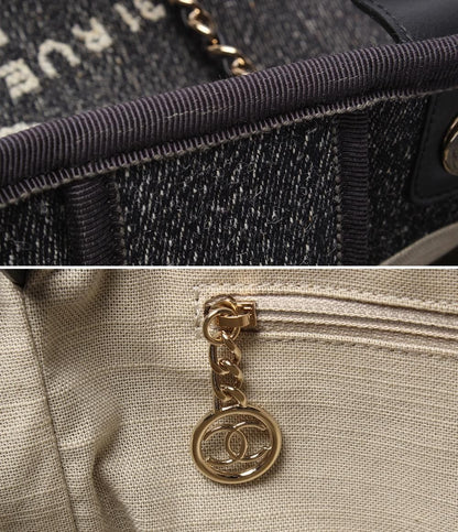 Chanel Chain Shoulder Bag Denim Gold Deauville MM — view 9
