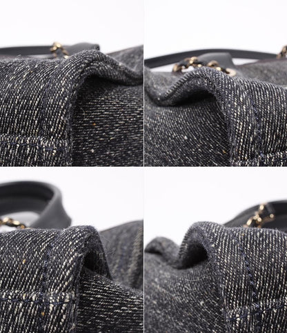 Chanel Chain Shoulder Bag Denim Gold Deauville MM — view 5