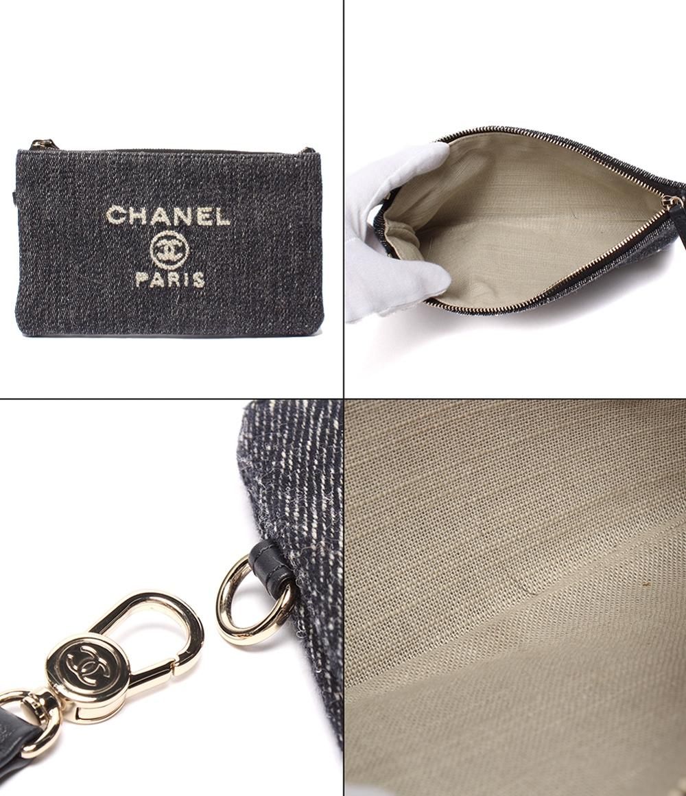 Chanel Chain Shoulder Bag Denim Gold Deauville MM — view 8