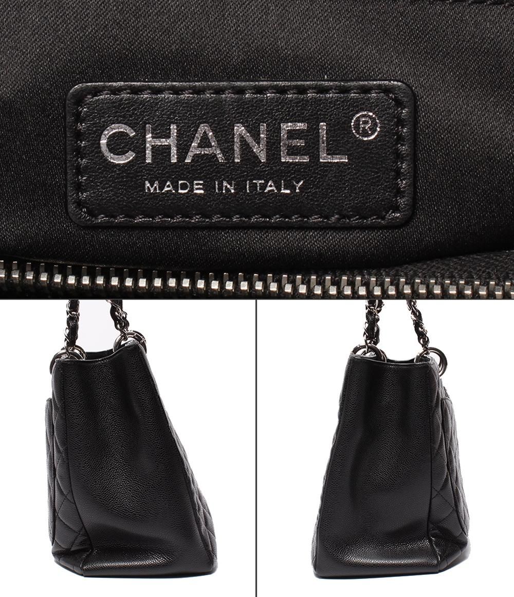 Chanel Chain Tote Grand Shopping GST Silver Caviar Leather Quilted — view 4