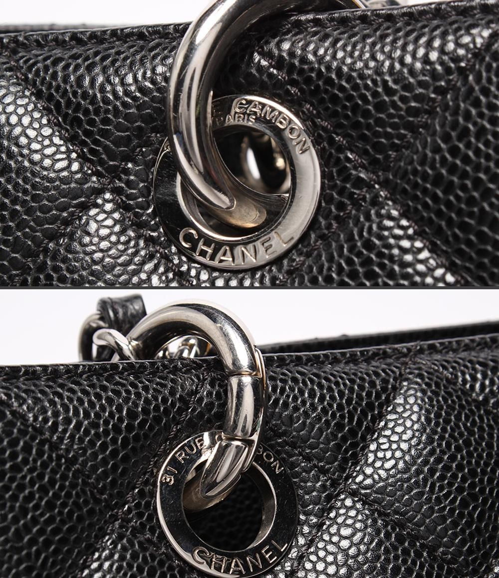 Chanel Chain Tote Grand Shopping GST Silver Caviar Leather Quilted — view 8