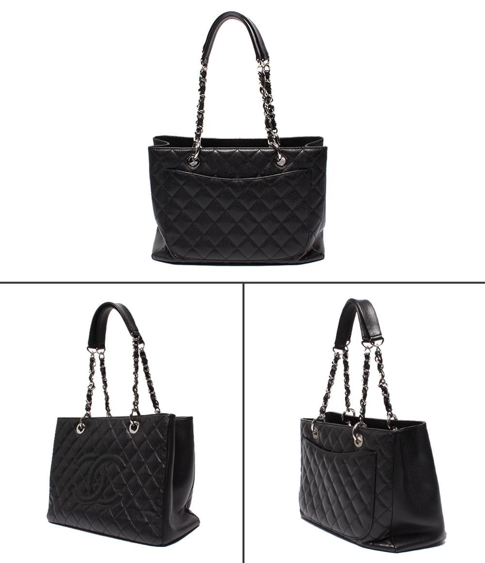Chanel Chain Tote Grand Shopping GST Silver Caviar Leather Quilted — view 2