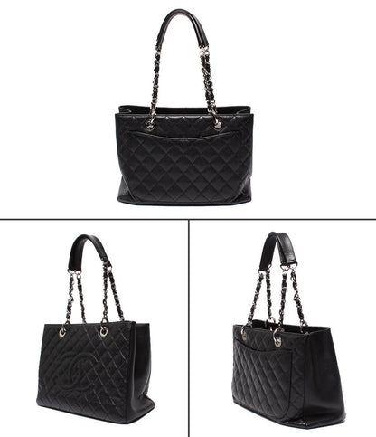 Chanel Chain Tote Grand Shopping GST Silver Caviar Leather Quilted — view 2