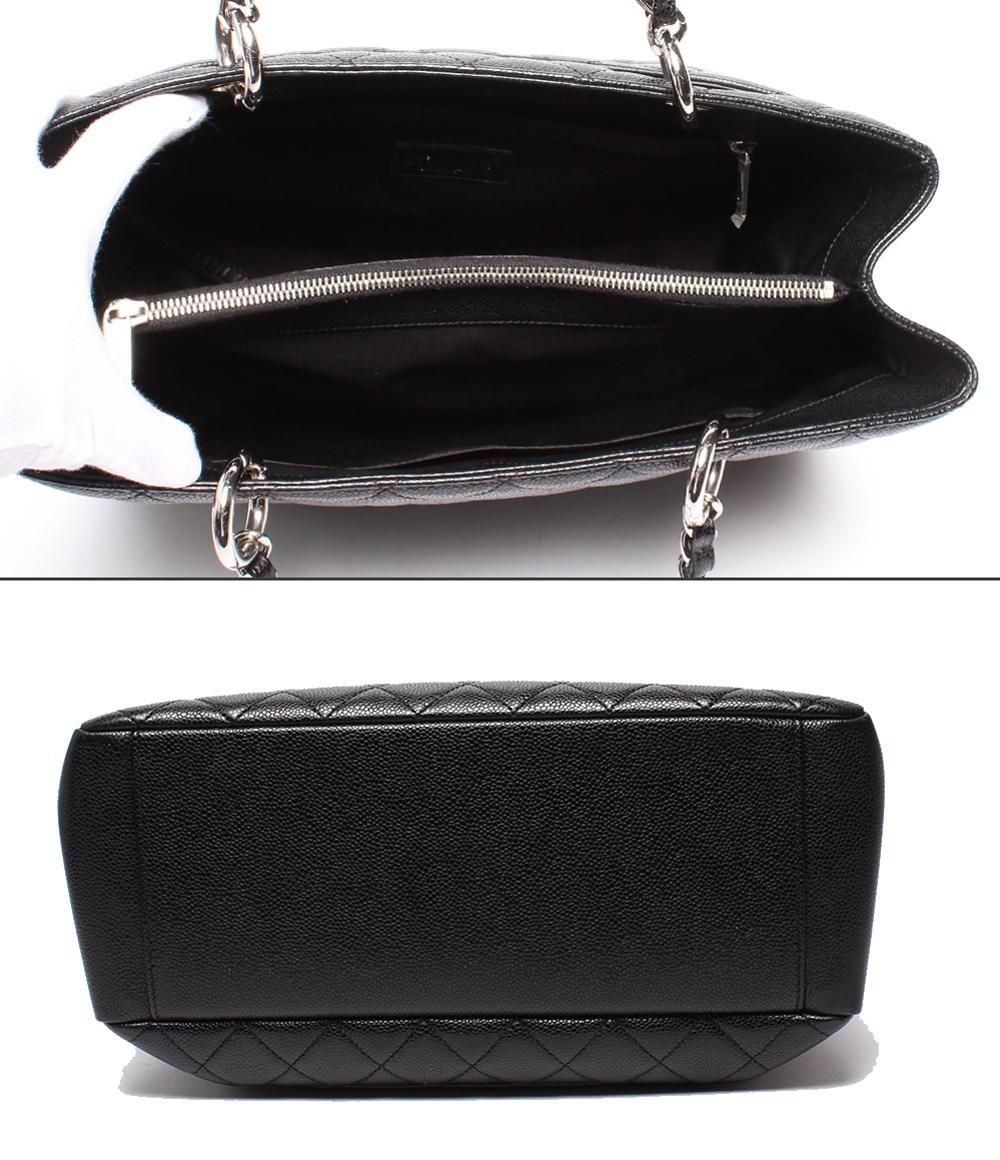 Chanel Chain Tote Grand Shopping GST Silver Caviar Leather Quilted — view 3