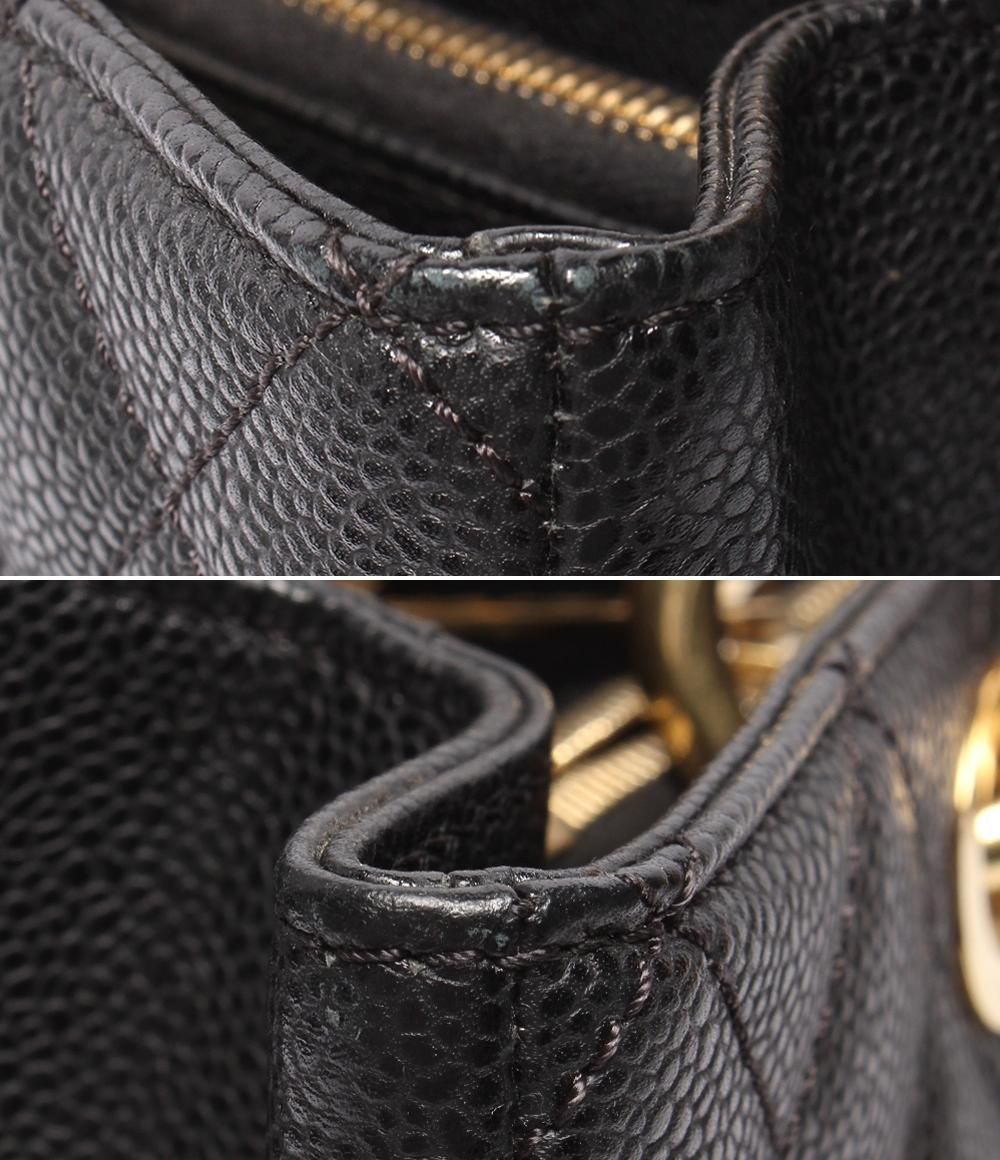 Chanel Chain Shoulder Bag Grand Shopping Tote GST Quilted Gold Caviar Leather — view 8