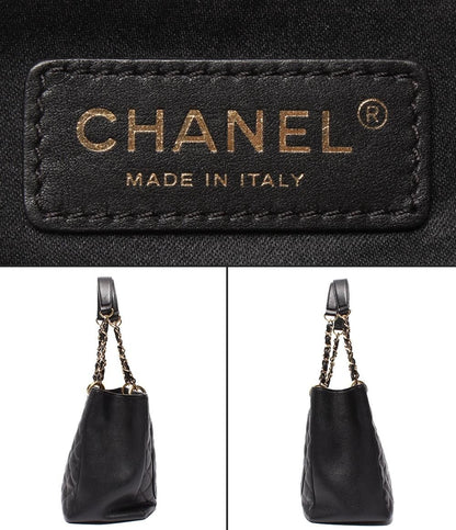 Chanel Chain Shoulder Bag Grand Shopping Tote GST Quilted Gold Caviar Leather — view 4