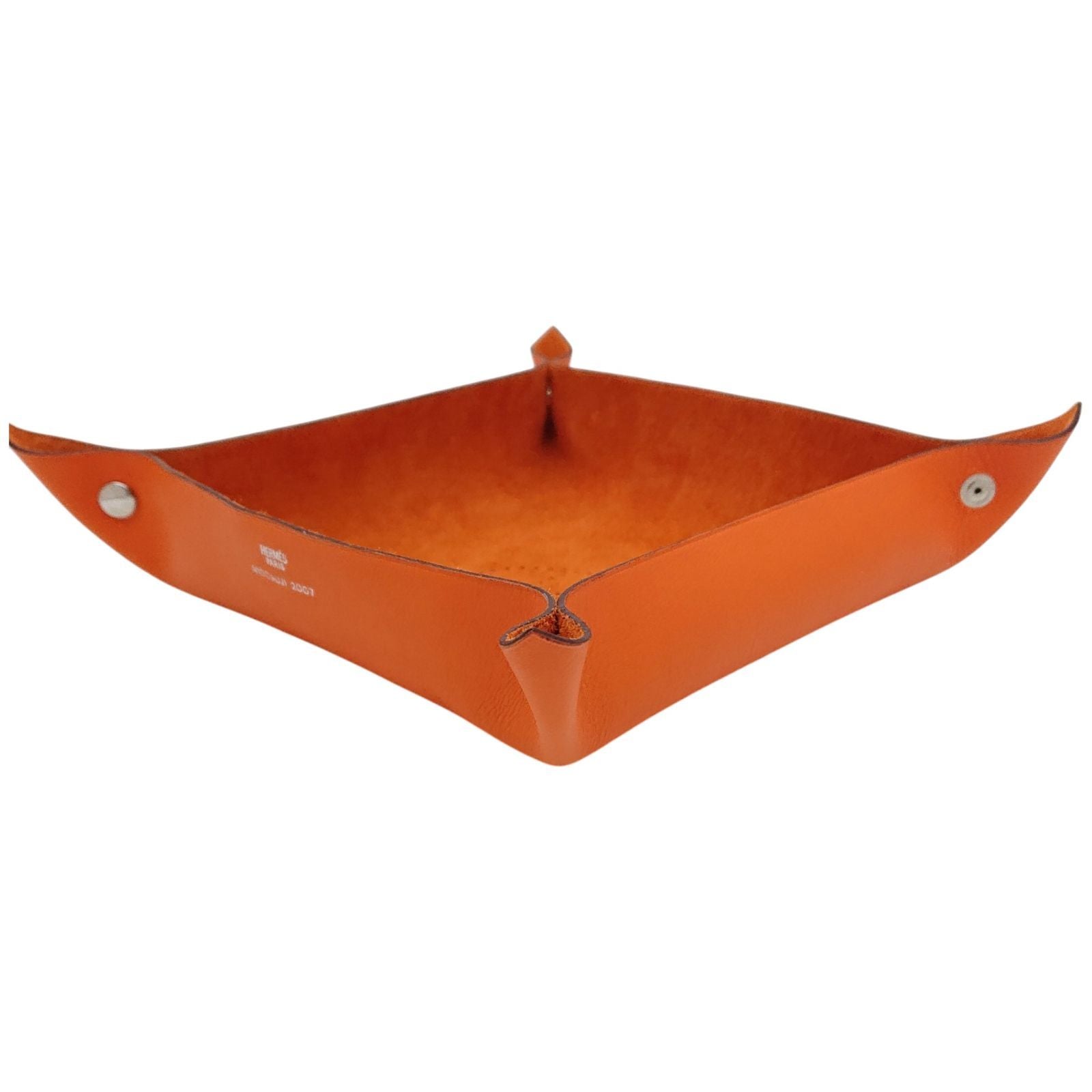 Hermes Vidoposh Midosuji Limited Tray Leather Logo Orange — view 3
