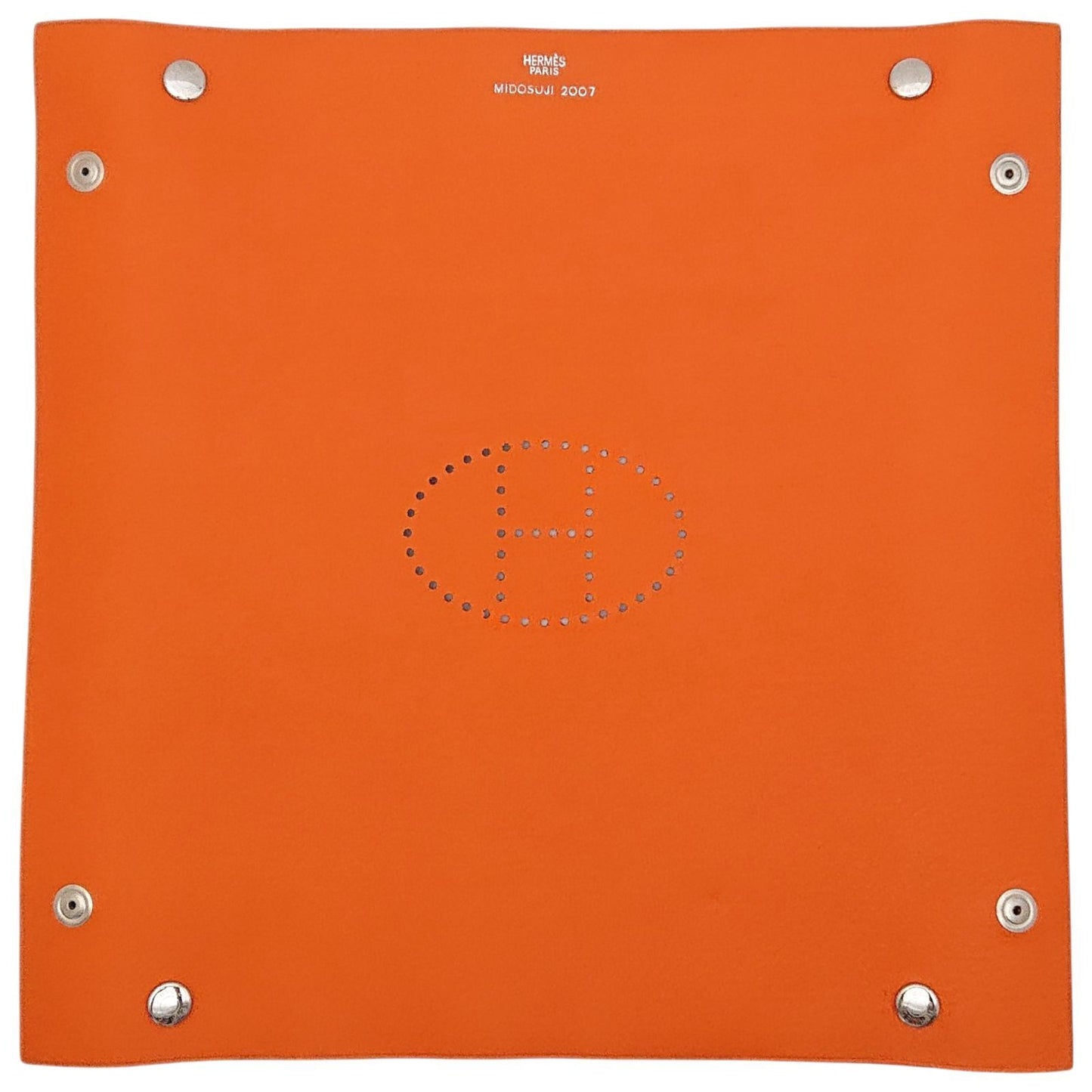 Hermes Vidoposh Midosuji Limited Tray Leather Logo Orange — view 6