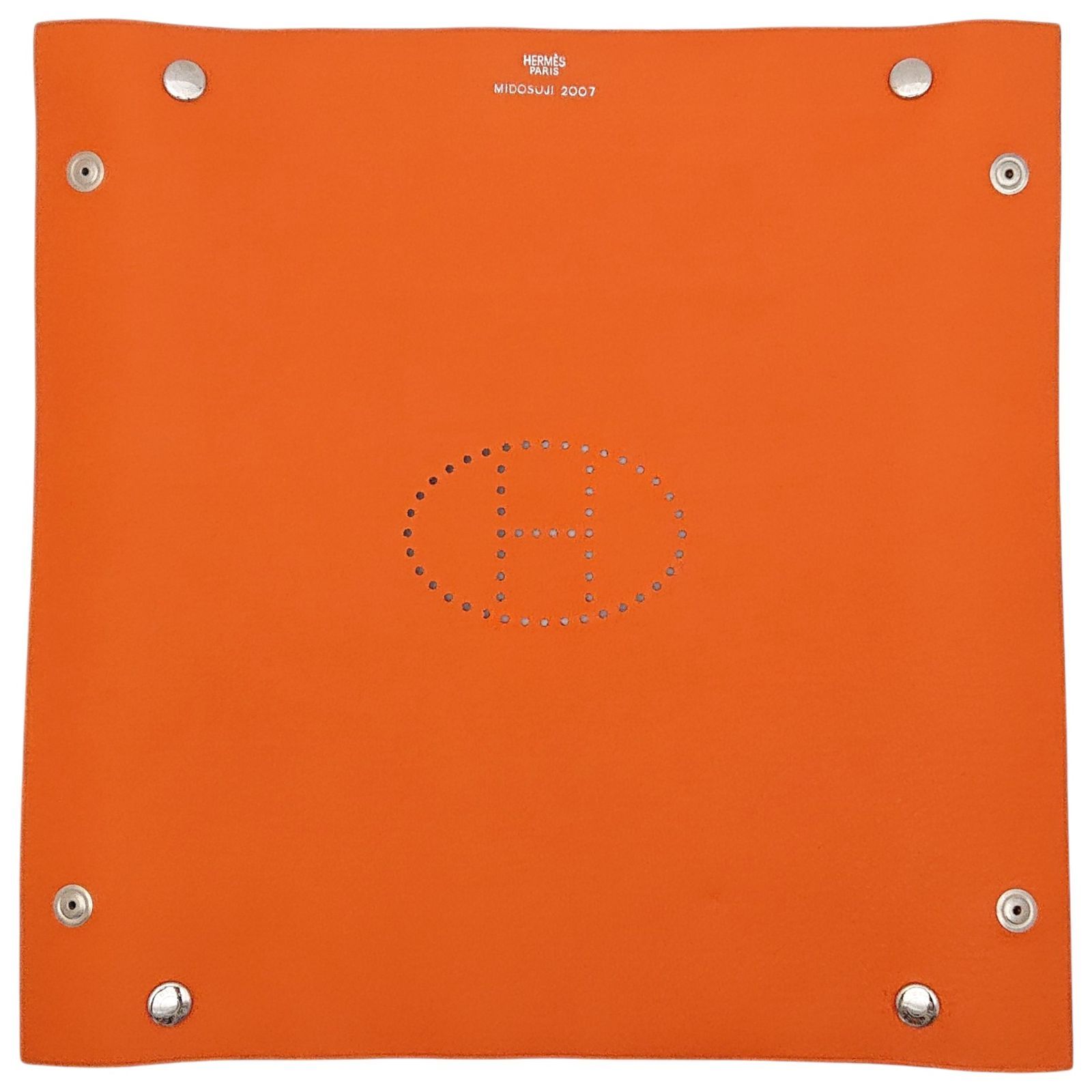 Hermes Vidoposh Midosuji Limited Tray Leather Logo Orange — view 6