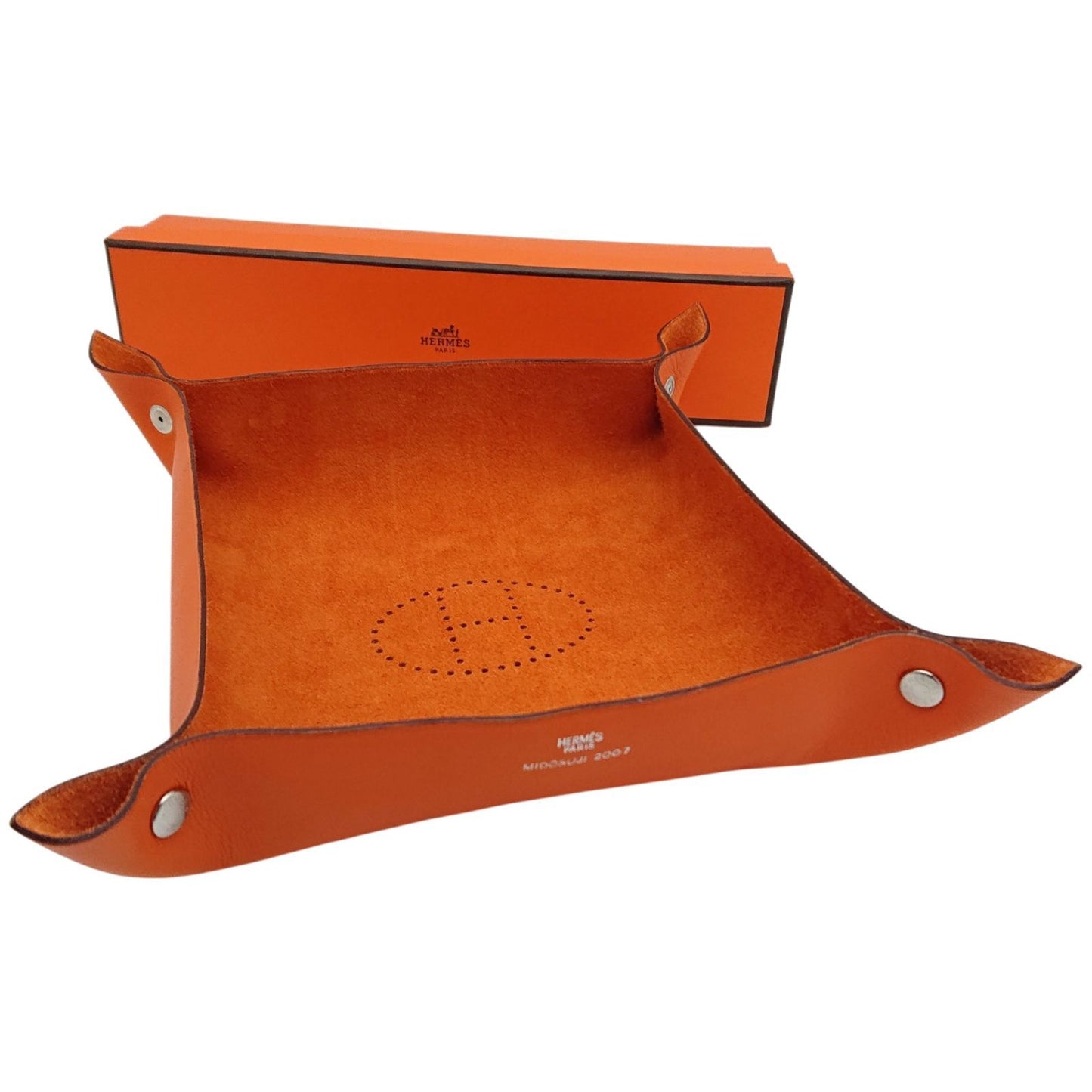 Hermes Vidoposh Midosuji Limited Tray Leather Logo Orange