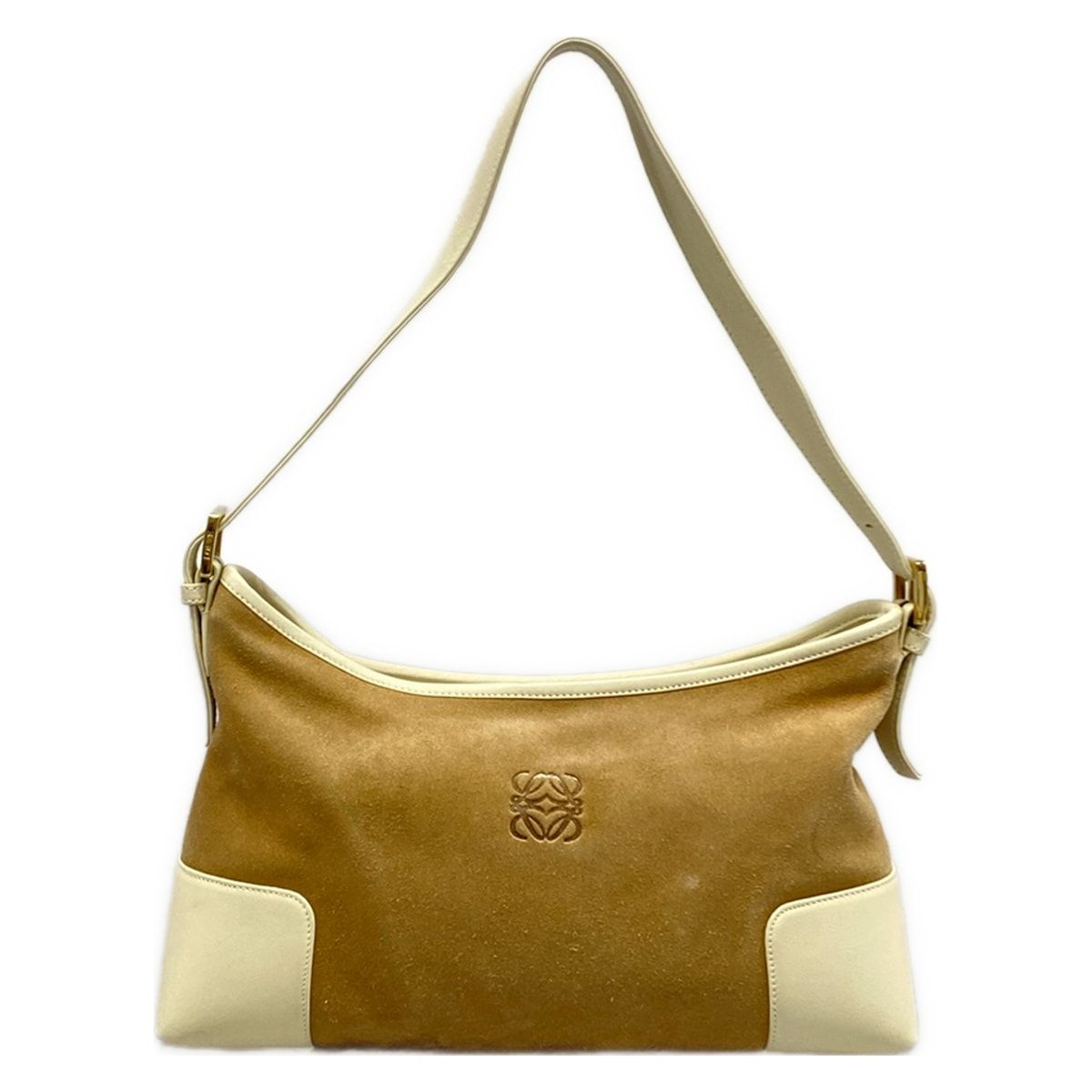 Loewe Shoulder Bag Beige Ivory Anagram Leather