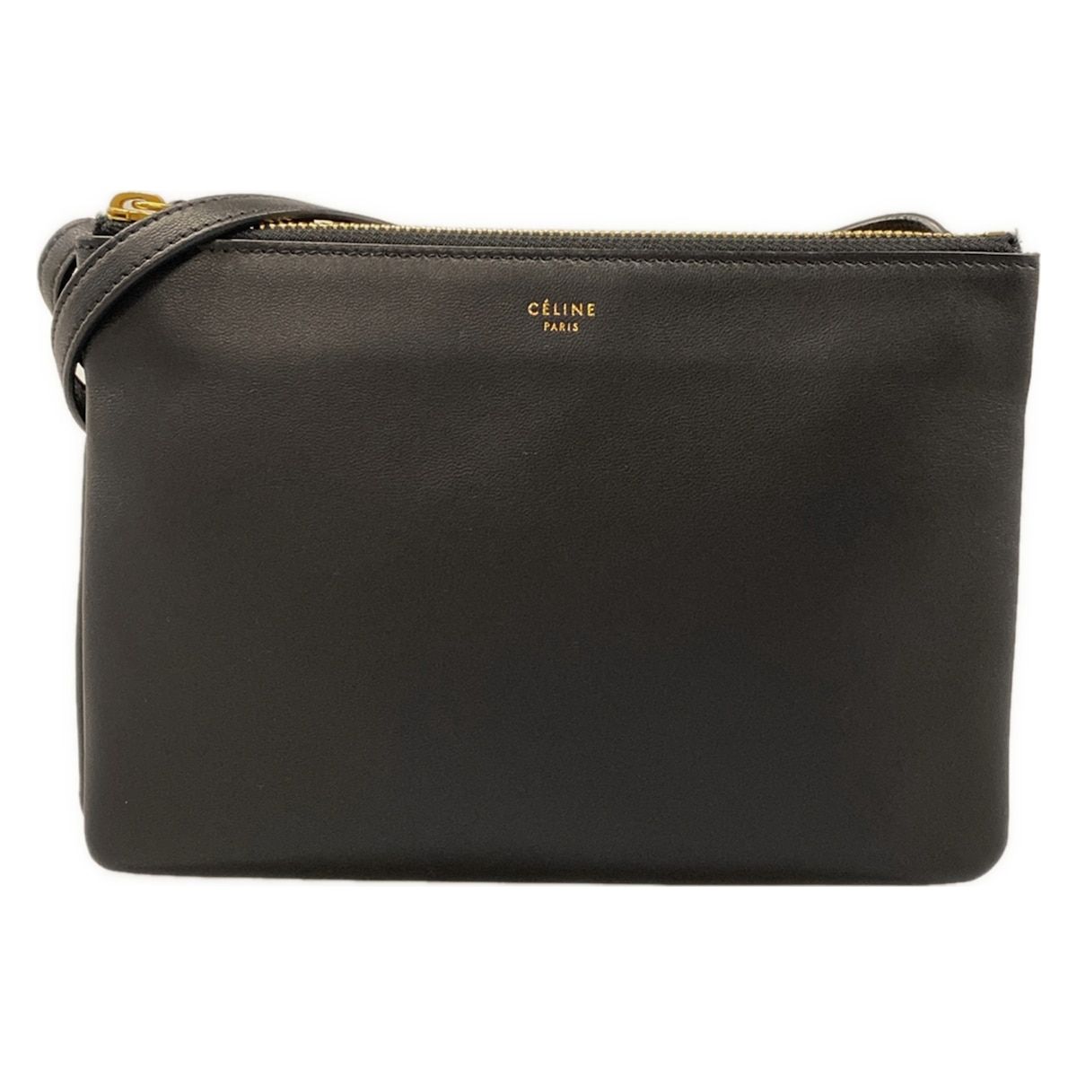 Celine Shoulder Bag Trio Black Leather