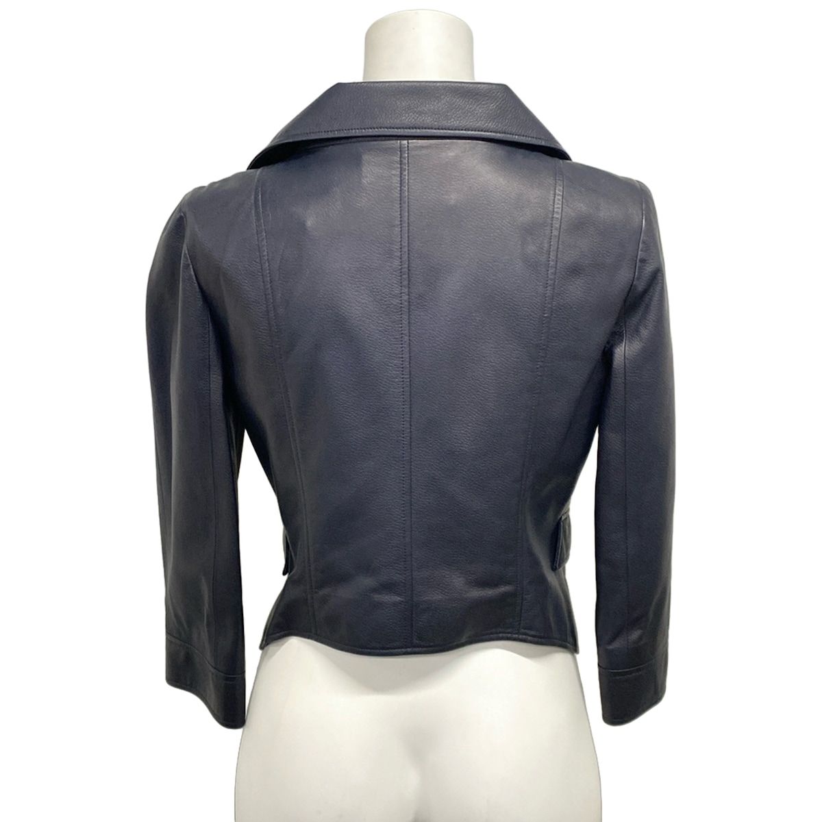 Chanel Jacket 38 M Dark Navy Long Sleeve Lambskin Spring Autumn — view 2