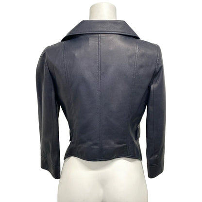 Chanel Jacket 38 M Dark Navy Long Sleeve Lambskin Spring Autumn — view 2