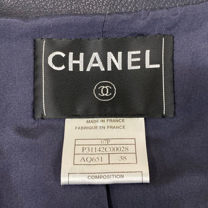 Chanel Jacket 38 M Dark Navy Long Sleeve Lambskin Spring Autumn — view 3