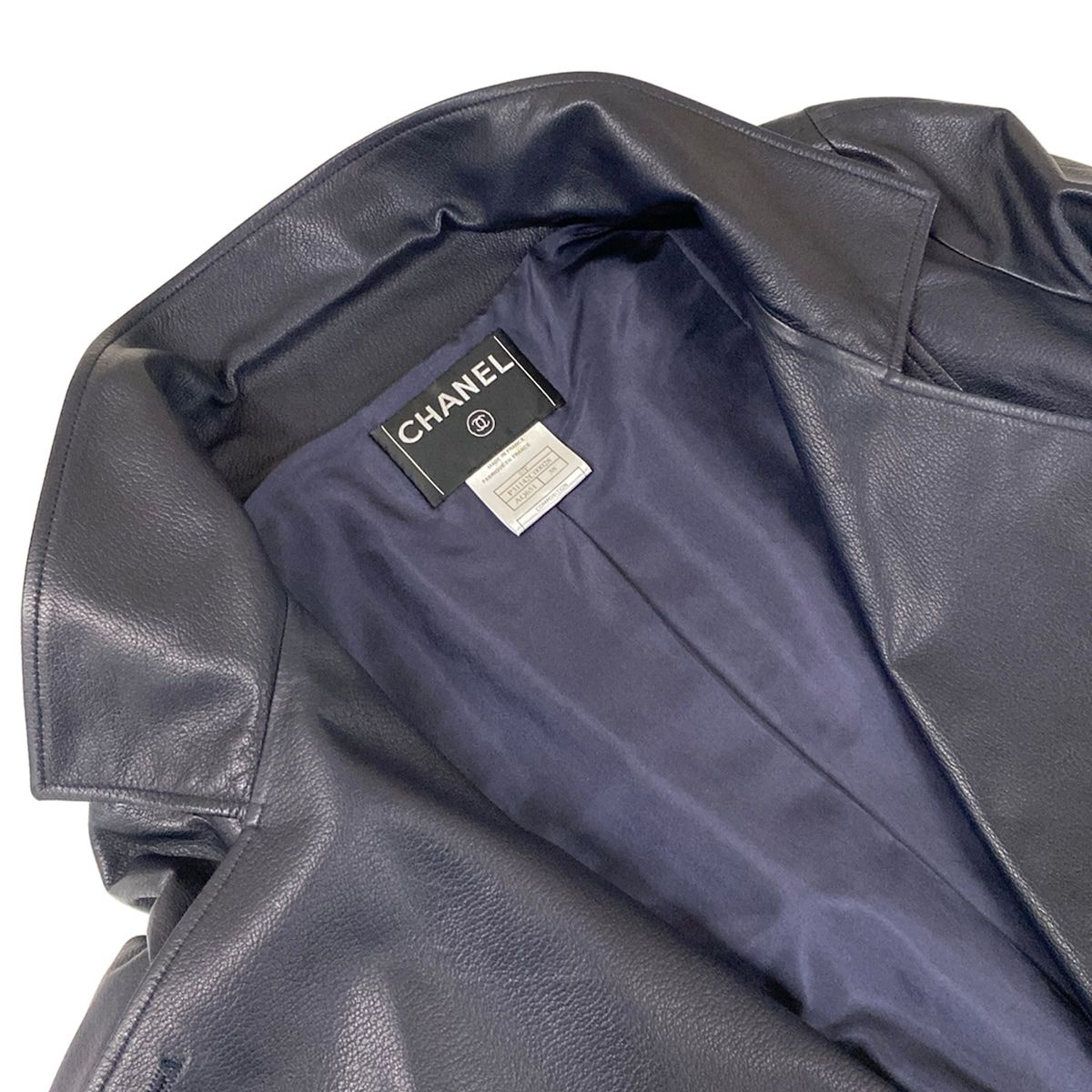 Chanel Jacket 38 M Dark Navy Long Sleeve Lambskin Spring Autumn — view 7