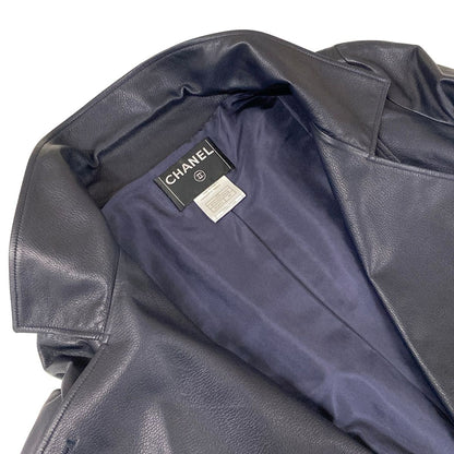 Chanel Jacket 38 M Dark Navy Long Sleeve Lambskin Spring Autumn — view 7