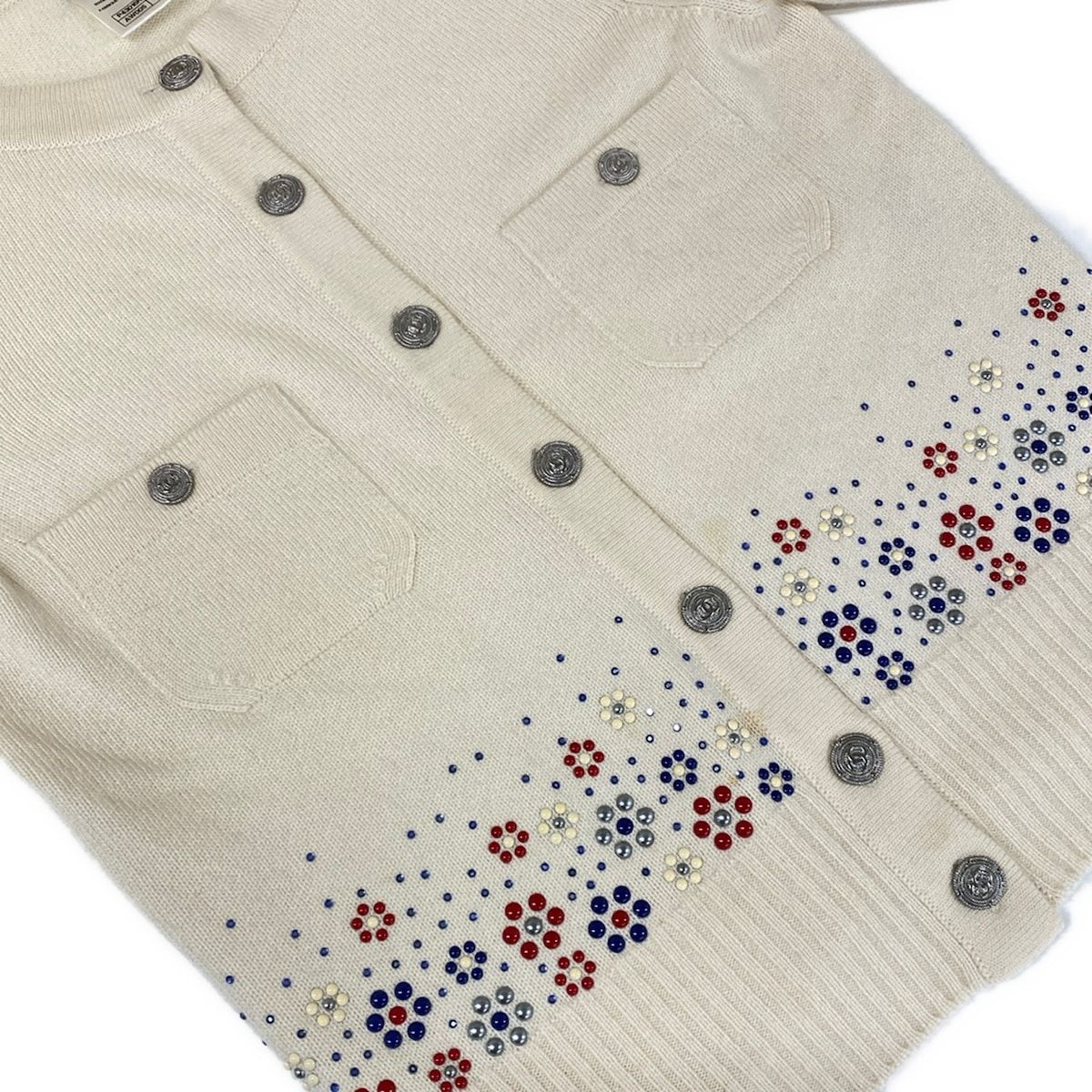 Chanel Cardigan 36 S Ivory Red Multi Cashmere — view 8