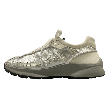 Chanel Sneakers 39.5 Silver Ivory Gray Leather