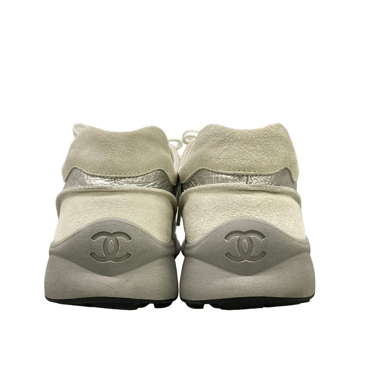 Chanel Sneakers 39.5 Silver Ivory Gray Leather — view 6