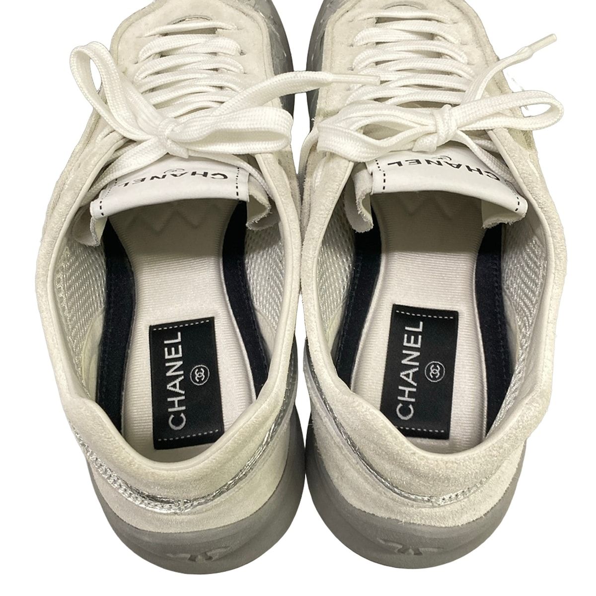 Chanel Sneakers 39.5 Silver Ivory Gray Leather — view 7