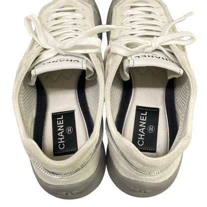Chanel Sneakers 39.5 Silver Ivory Gray Leather — view 7