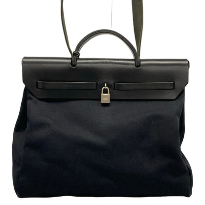 Hermes Handbag Herbag MM Black Silver Leather — view 3