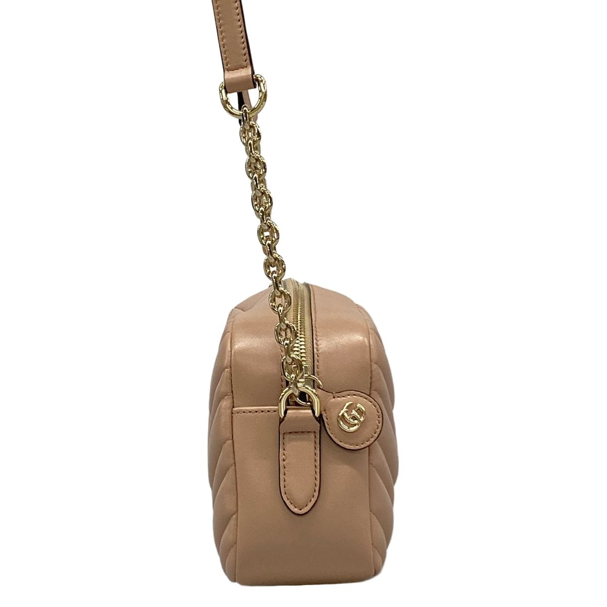 Gucci Shoulder Bag GG Marmont Small Pink Beige Chain Leather — view 2