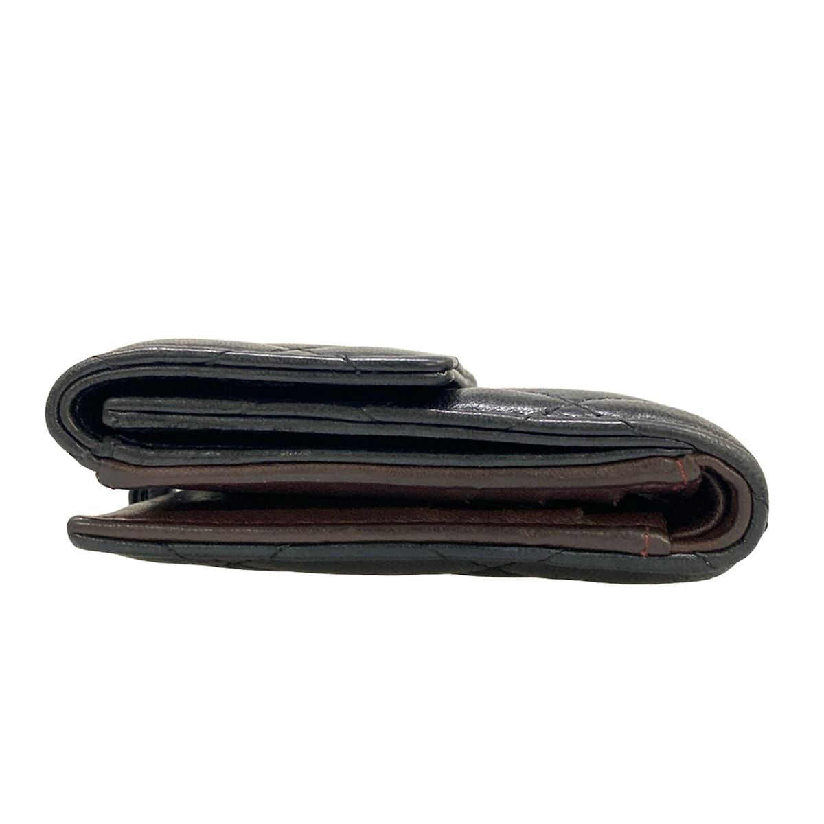 Chanel Bifold Wallet Quilted Black Double Hook CC Logo Silver Lambskin — view 8