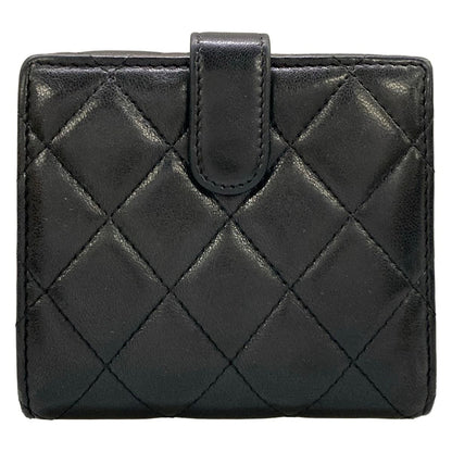 Chanel Bifold Wallet Quilted Black Double Hook CC Logo Silver Lambskin — view 2