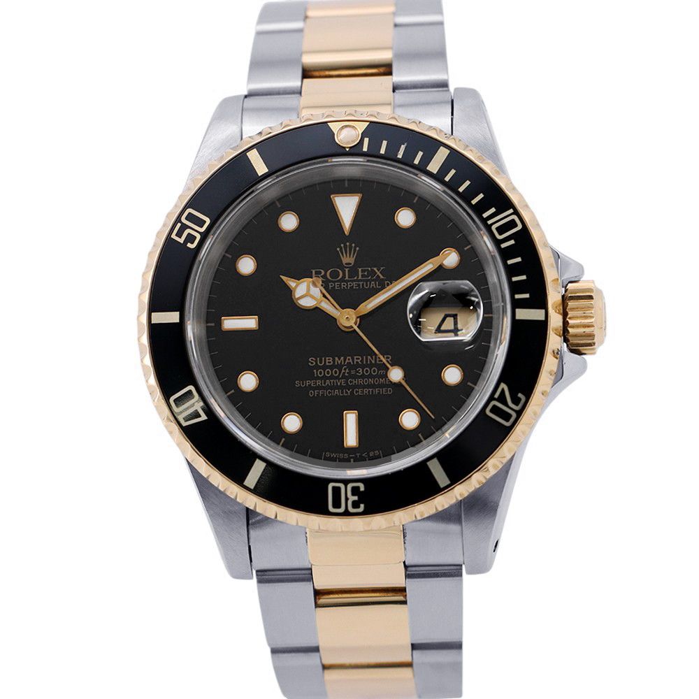 Rolex Submariner Date S Number SS 18k Yellow Gold Watch Black Dial