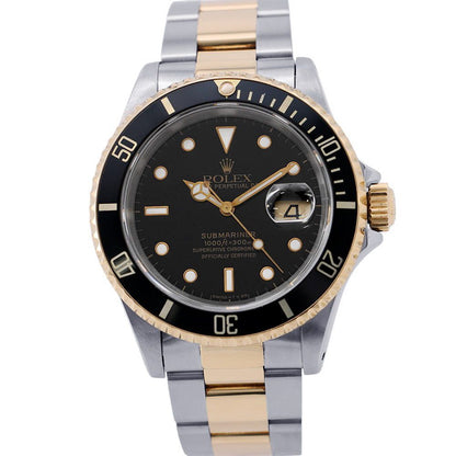 Rolex Submariner Date S Number SS 18k Yellow Gold Watch Black Dial