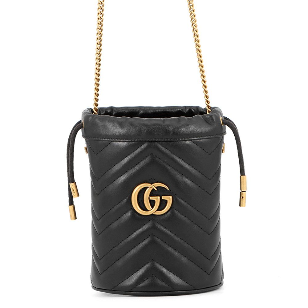 Gucci Chain Shoulder Bag GG Marmont Mini Quilted Black