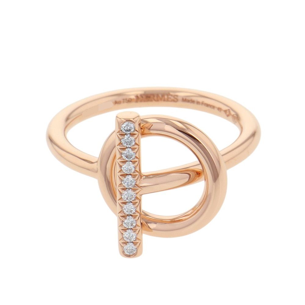 Hermes Ring Echappee PM Diamond Total 18k Pink Gold