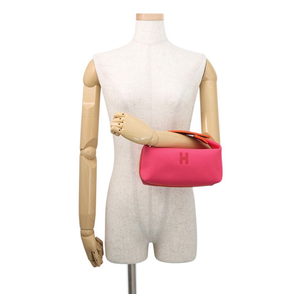 Hermes Handbag Bride-a-Brac PM Hibiscus Silver Canvas Bag — view 4