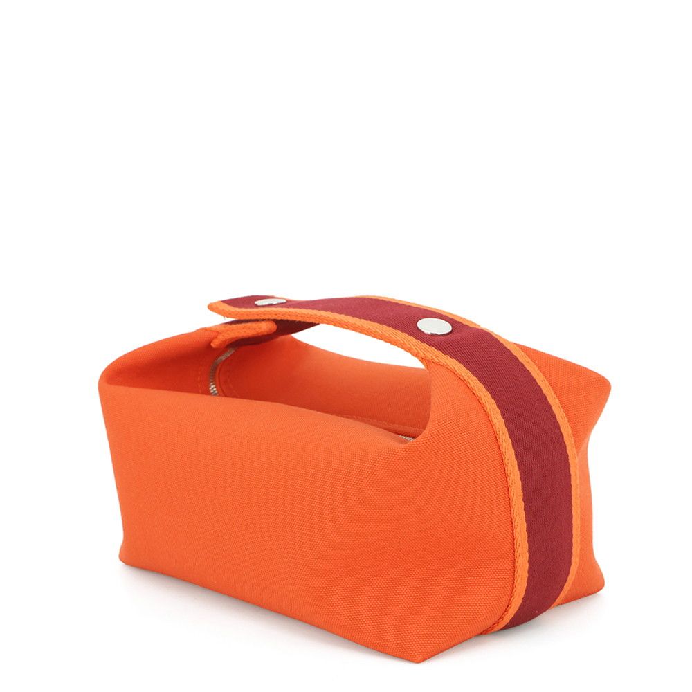 Hermes Handbag Bordeaux Silver Canvas Orange — view 2