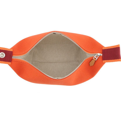 Hermes Handbag Bordeaux Silver Canvas Orange — view 5