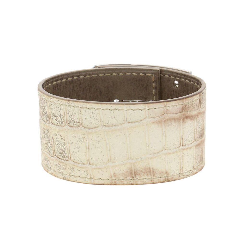 Hermes Bracelet Kelly Dog Diamond Total Himalaya 18k White Gold Niloticus Matte — view 3