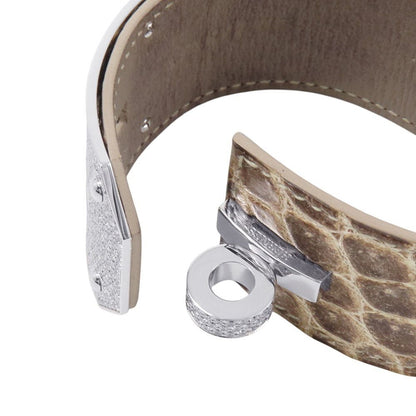 Hermes Bracelet Kelly Dog Diamond Total Himalaya 18k White Gold Niloticus Matte — view 5