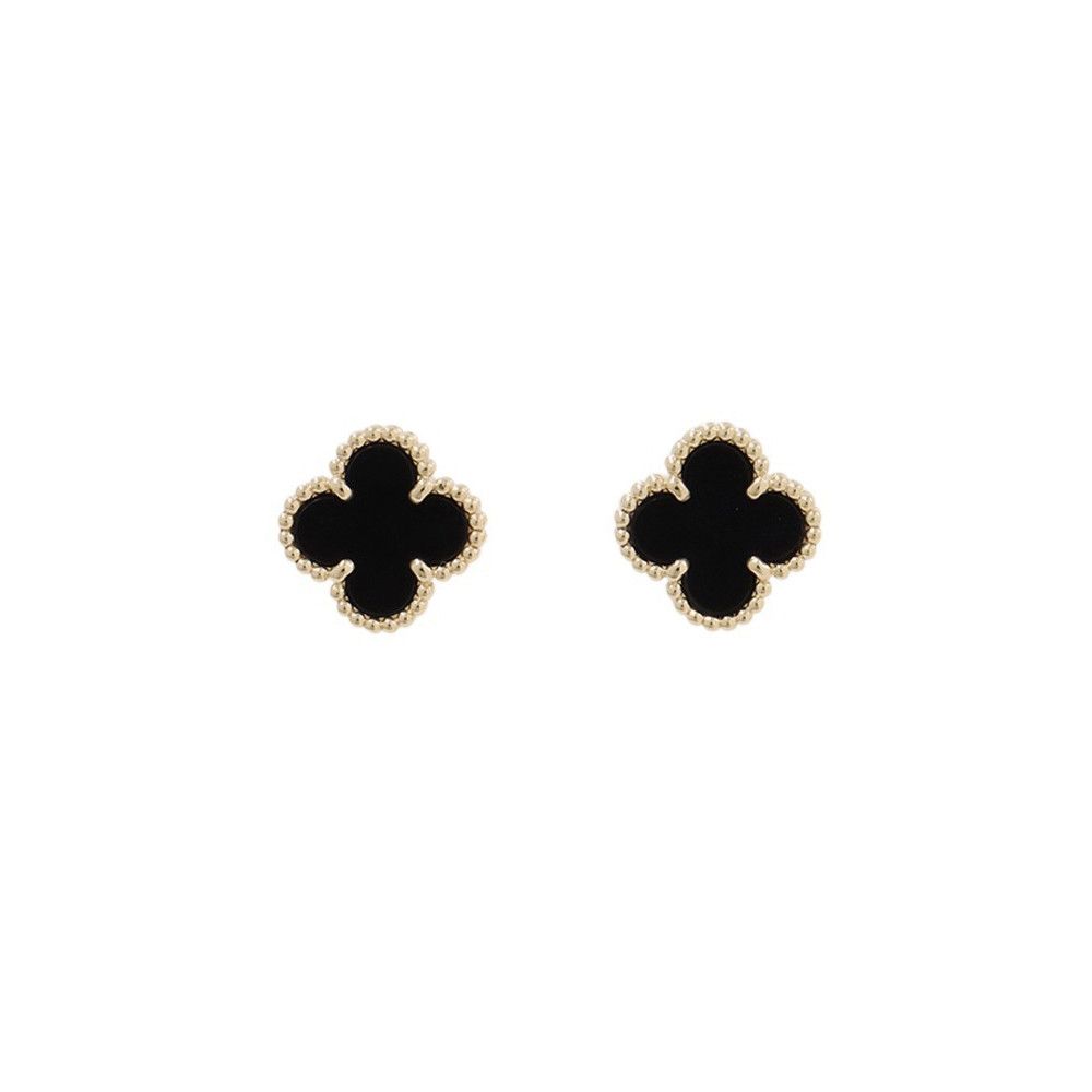 Van Cleef & Arpels Earrings Sweet Alhambra Onyx 18k Yellow Gold