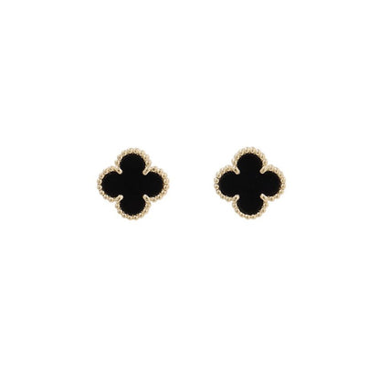 Van Cleef & Arpels Earrings Sweet Alhambra Onyx 18k Yellow Gold