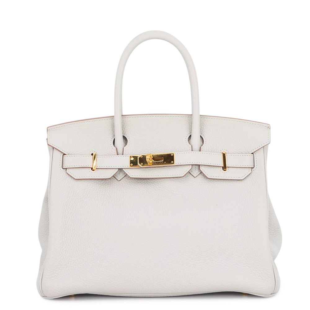 Hermes Birkin 30 Pearl Gray Gold Togo Handbag