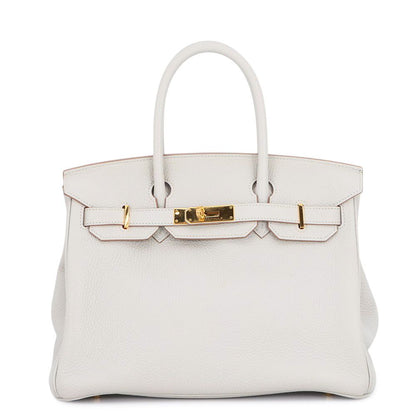Hermes Birkin 30 Pearl Gray Gold Togo Handbag
