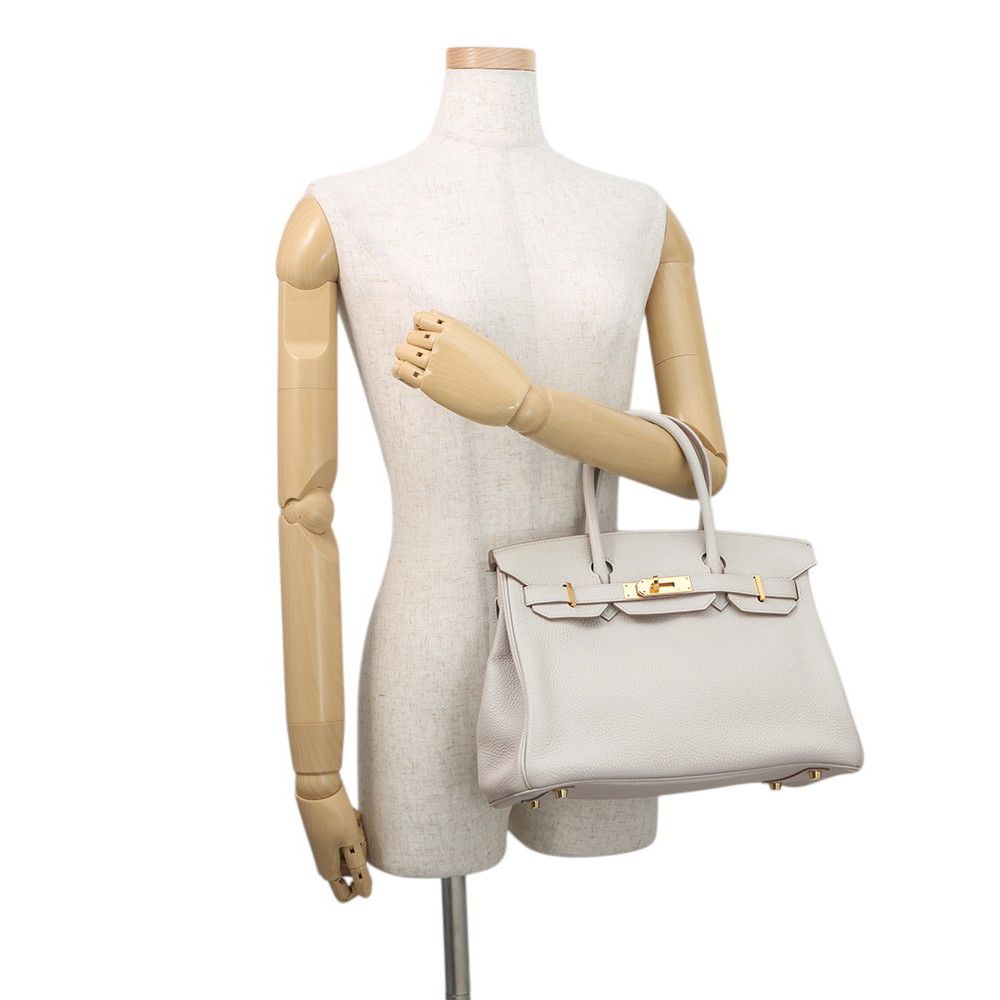 Hermes Birkin 30 Pearl Gray Gold Togo Handbag — view 4