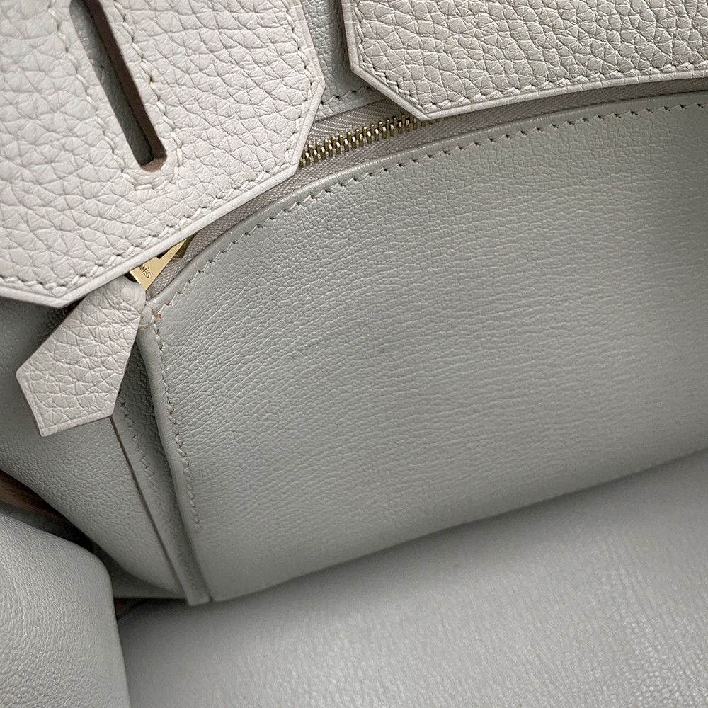 Hermes Birkin 30 Pearl Gray Gold Togo Handbag — view 8