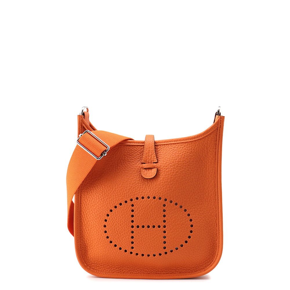 Hermes Shoulder Bag Evelyne 3 23 Orange Silver Taurillon Clemence