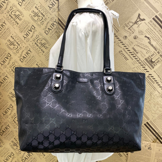 Gucci Tote Shoulder Bag GG Supreme Black Business