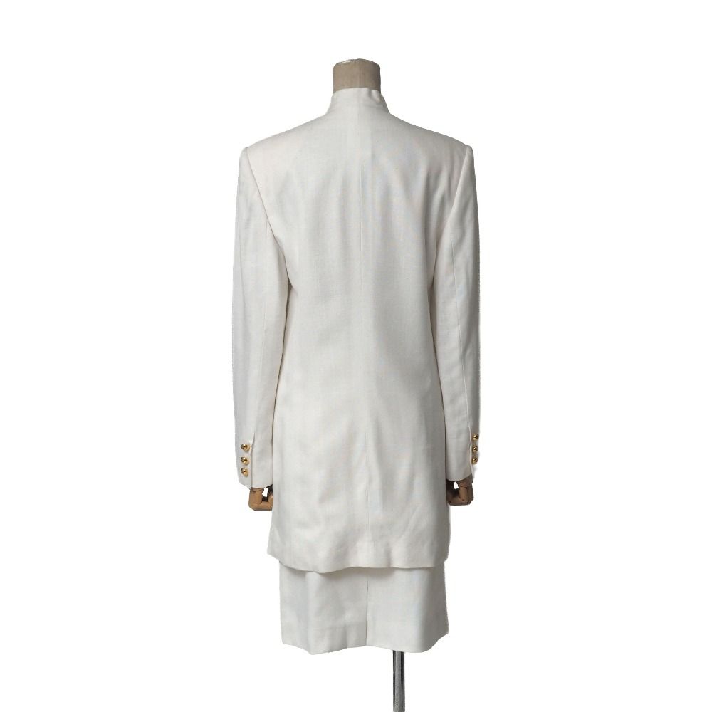 Celine Vintage Skirt Suit 38 Band Collar Long Jacket Tight — view 2