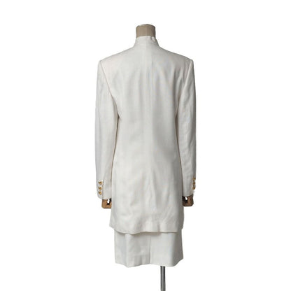 Celine Vintage Skirt Suit 38 Band Collar Long Jacket Tight — view 2
