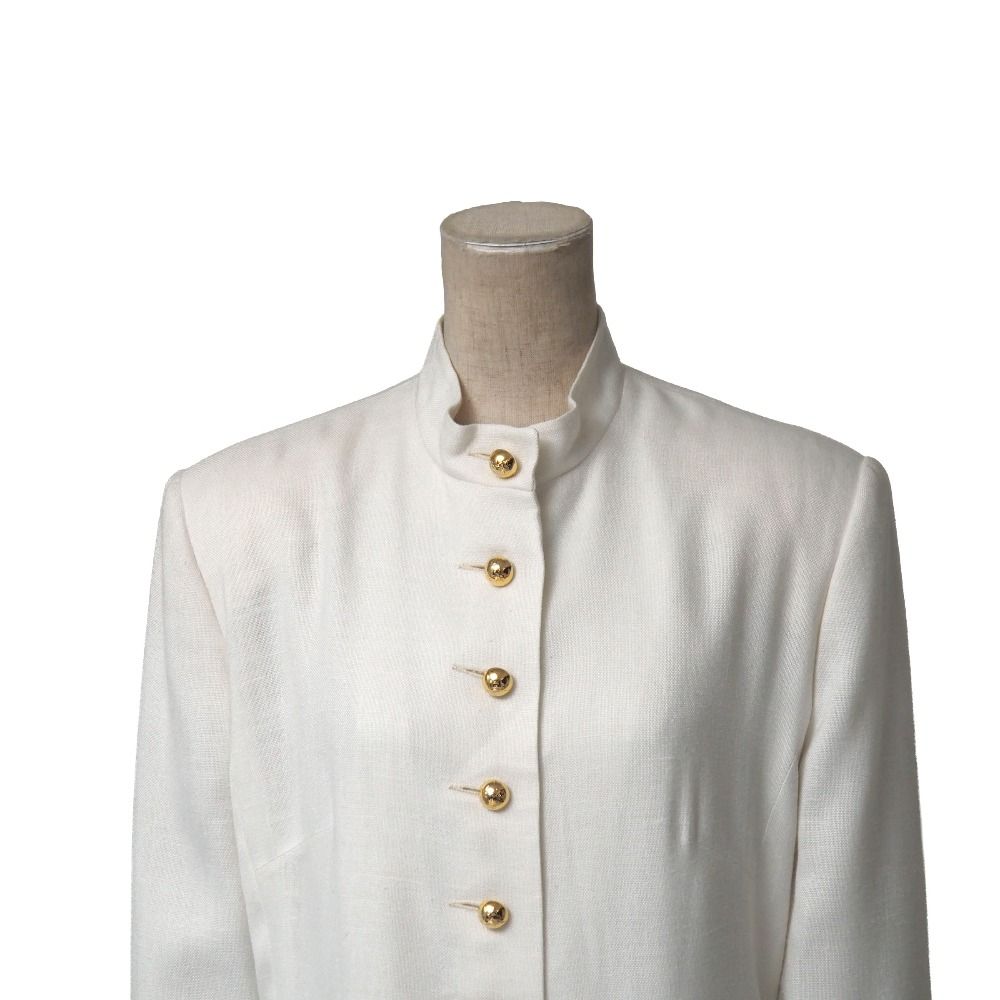 Celine Vintage Skirt Suit 38 Band Collar Long Jacket Tight — view 5
